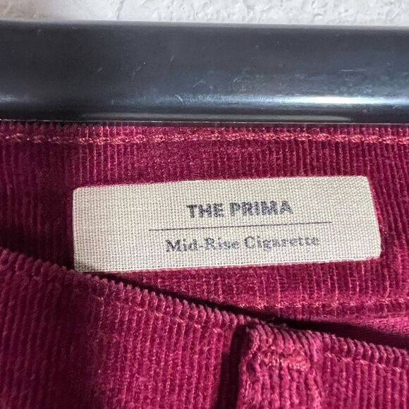 Adriano Goldschmied The Prima Red Mid Rise Cigarette Leg Corduroy Skinny Sz 27R - Picture 6 of 10